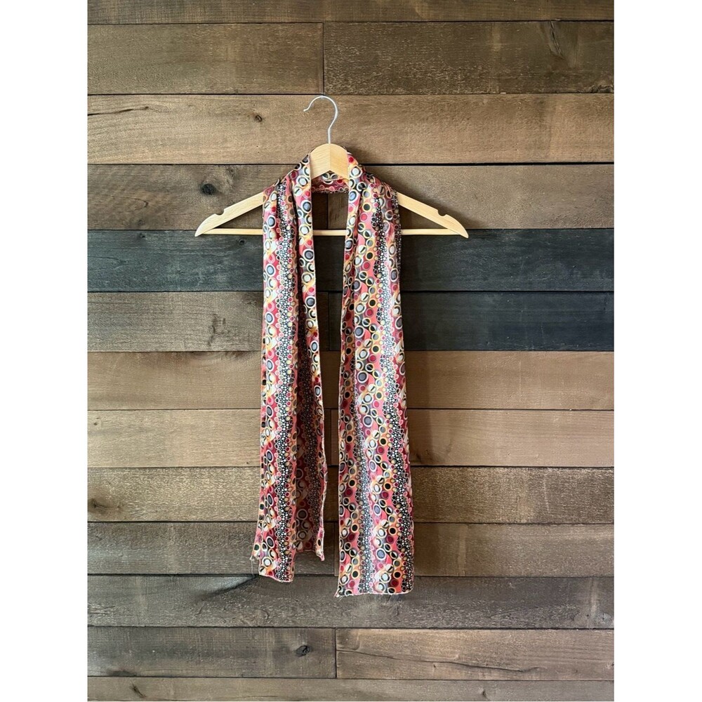 Y2K Mod Circle Print Skinny Scarf Retro Pink Geometric Neck Scarf
